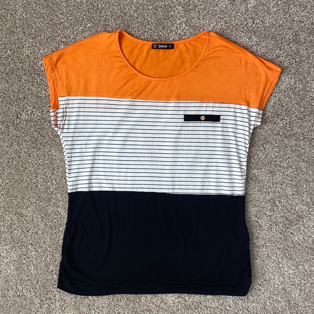 Shein Cap Sleeve Color Block T-Shirt